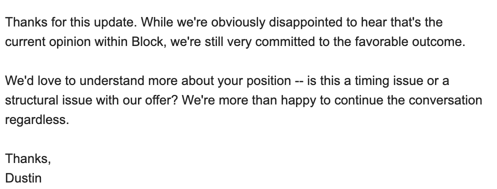 An email from Dustin, a co-founder at Articulation, attempting to understand a 